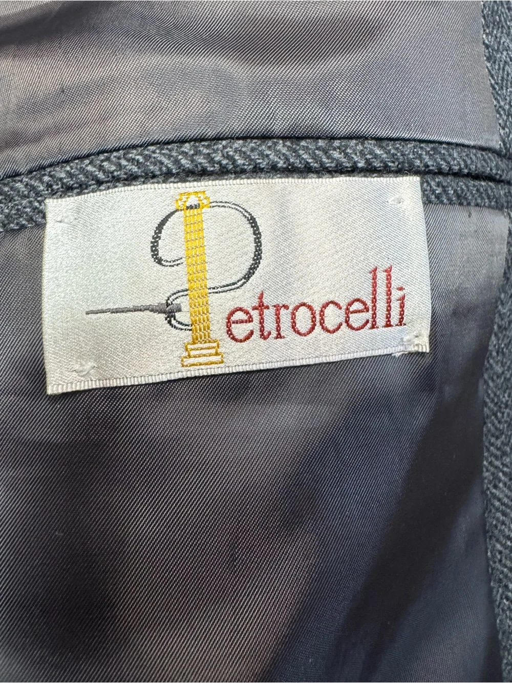 Vintage Petrocelli Grey Herringbone Wool Blazer Size 50R
